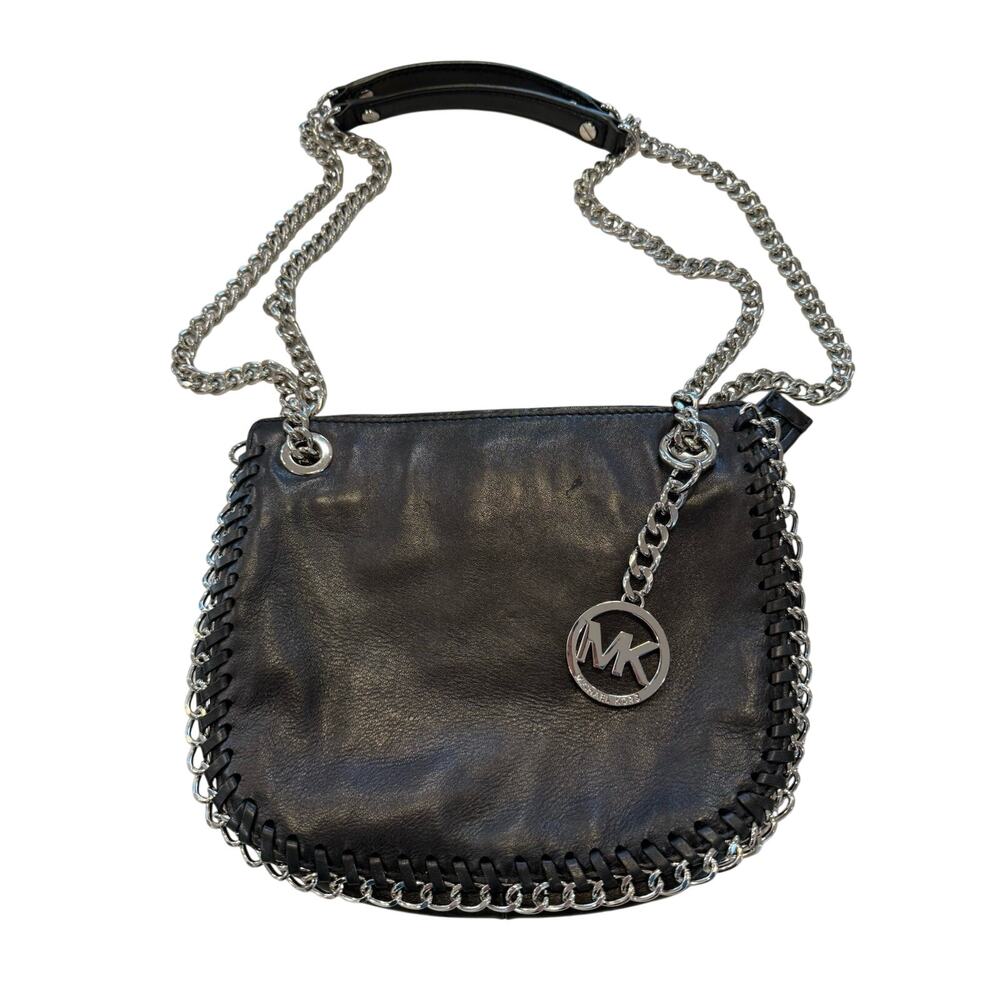 Michael Kors Chelsea Black Leather Shoulder Bag Chain